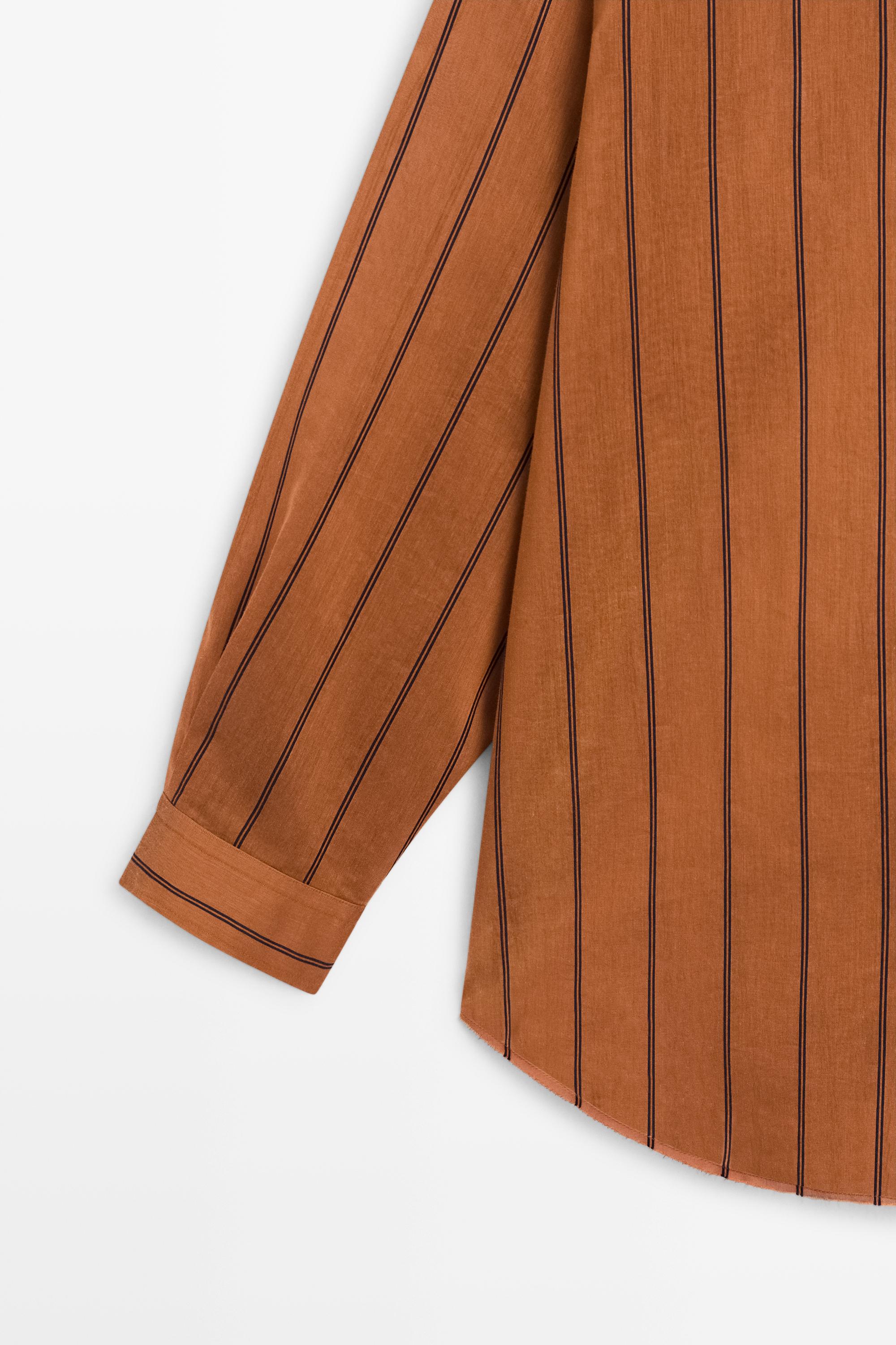 Striped fluid cotton and silk blend shirt